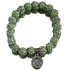 Rustic Cuff Metal Stainless Steel Shambala Beaded Stretch Bracelet